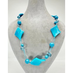 Mavi Taşlı Boncuklu Kolye